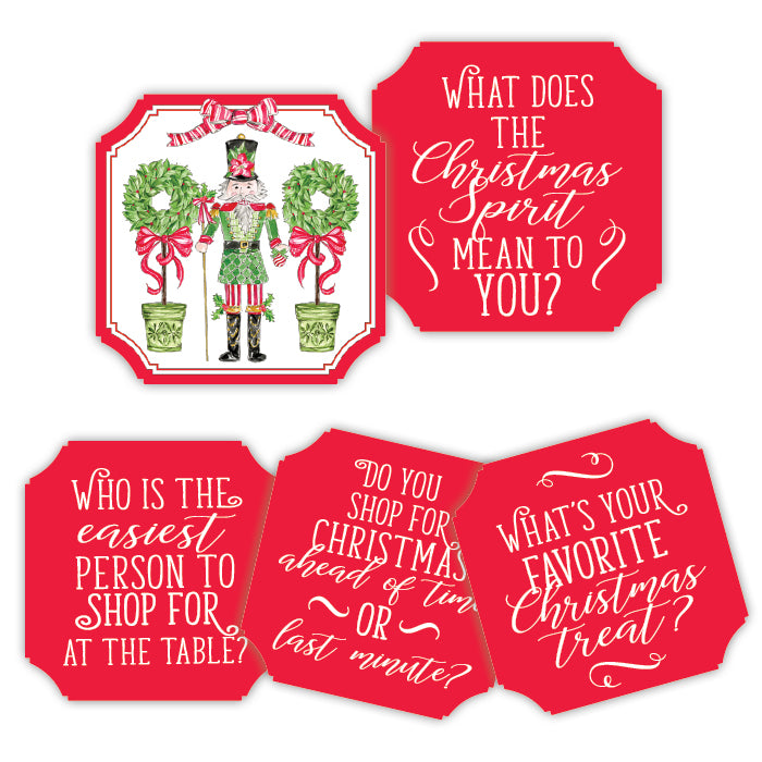Conversation Coasters | Poinsettia Nutcracker Topiaries
