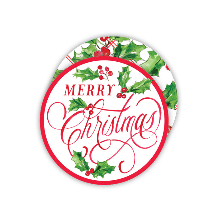 Round Coasters | Merry Christmas Holly