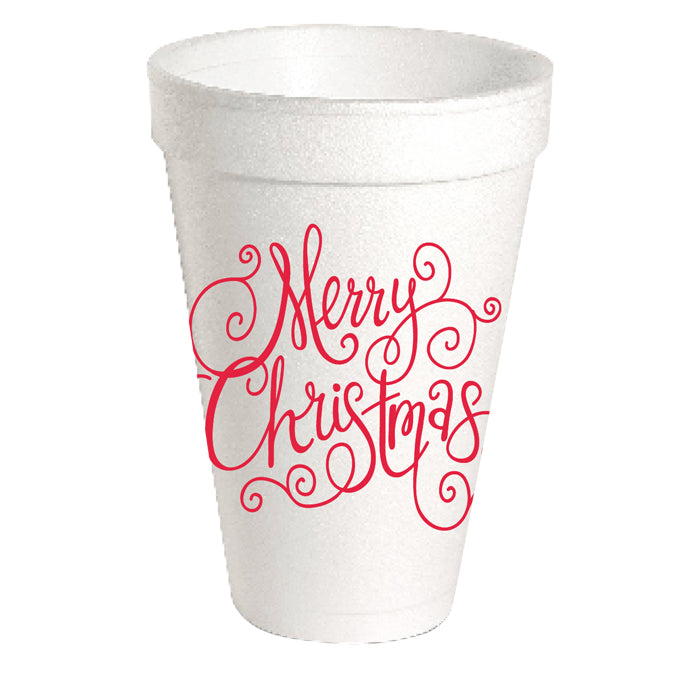 Styrofoam Cups | Red Merry Christmas