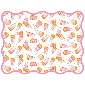 Handpainted Pink & Orange Candy Corn Posh Die-Cut Placemat