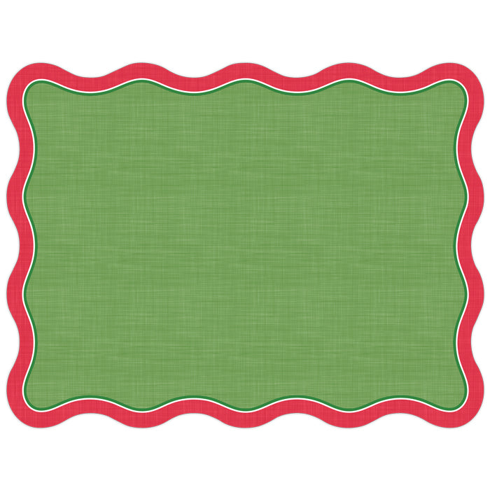 Die-Cut Placemat | Green & Red Linen