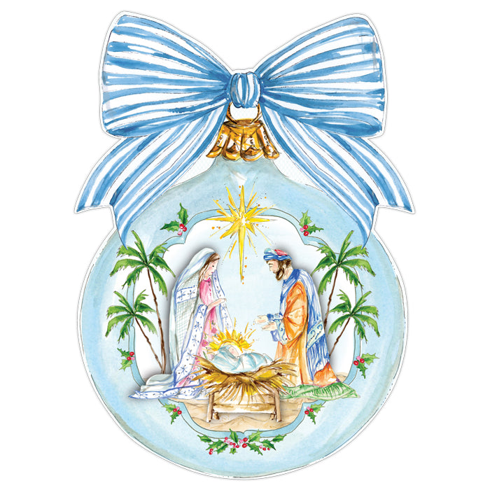 Die-Cut Placemat | Blue Bow Holy Family Ornament