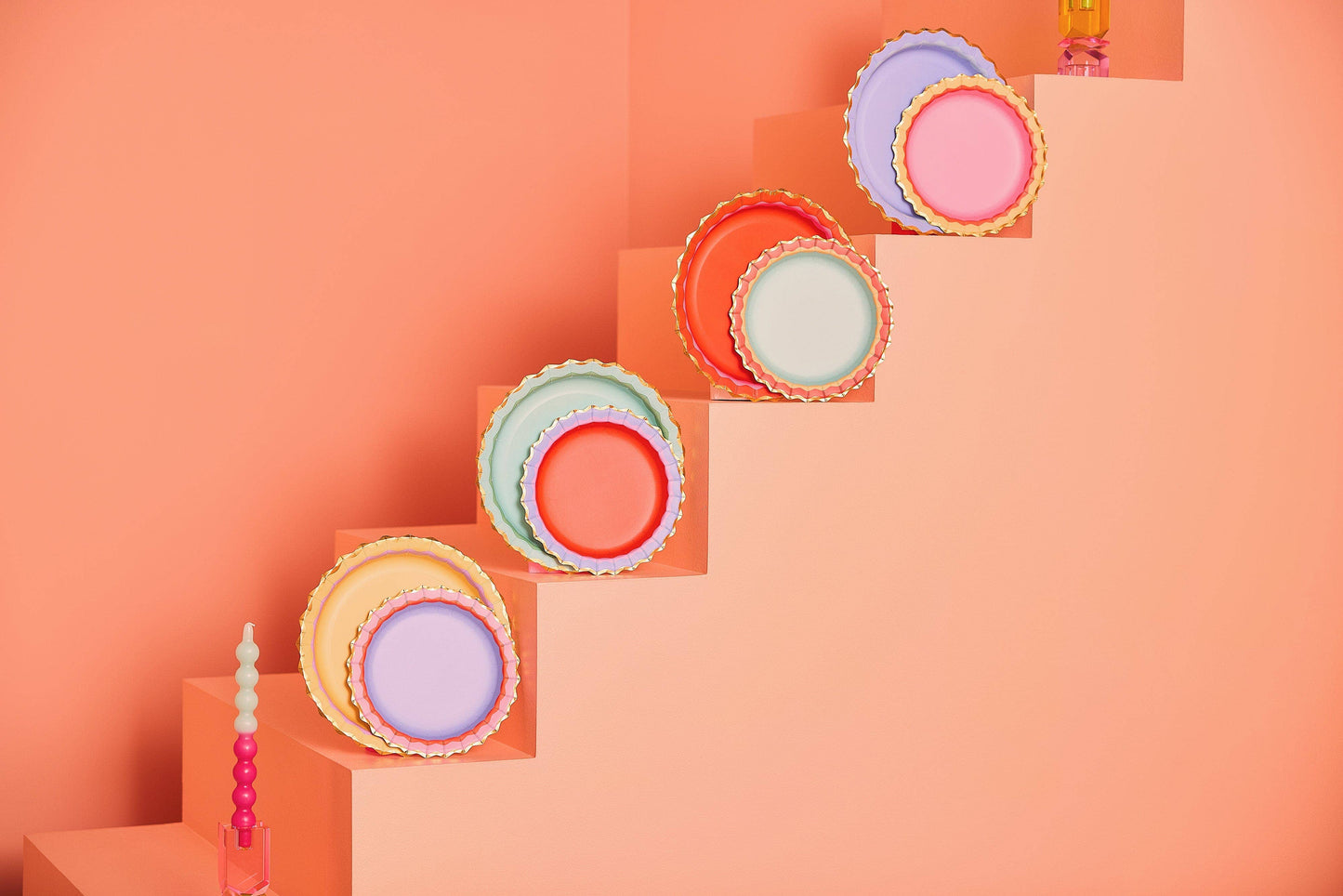 Rainbow Ric Rac Dinner Plates