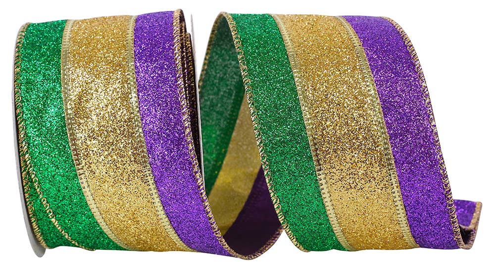 Mardi Gras Glitz Wired Ribbon