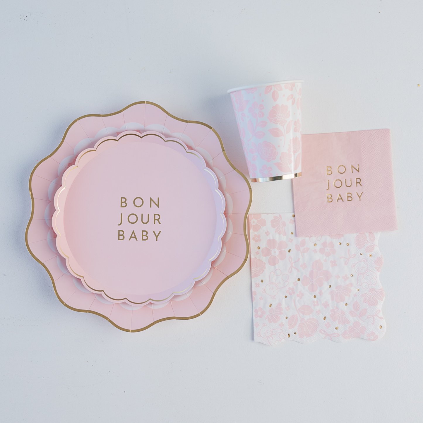 Bonjour Baby Petal Pink Cocktail Napkins