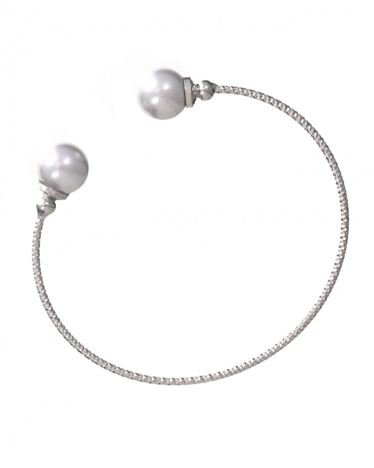 Silver Cable + Pearl Bangle