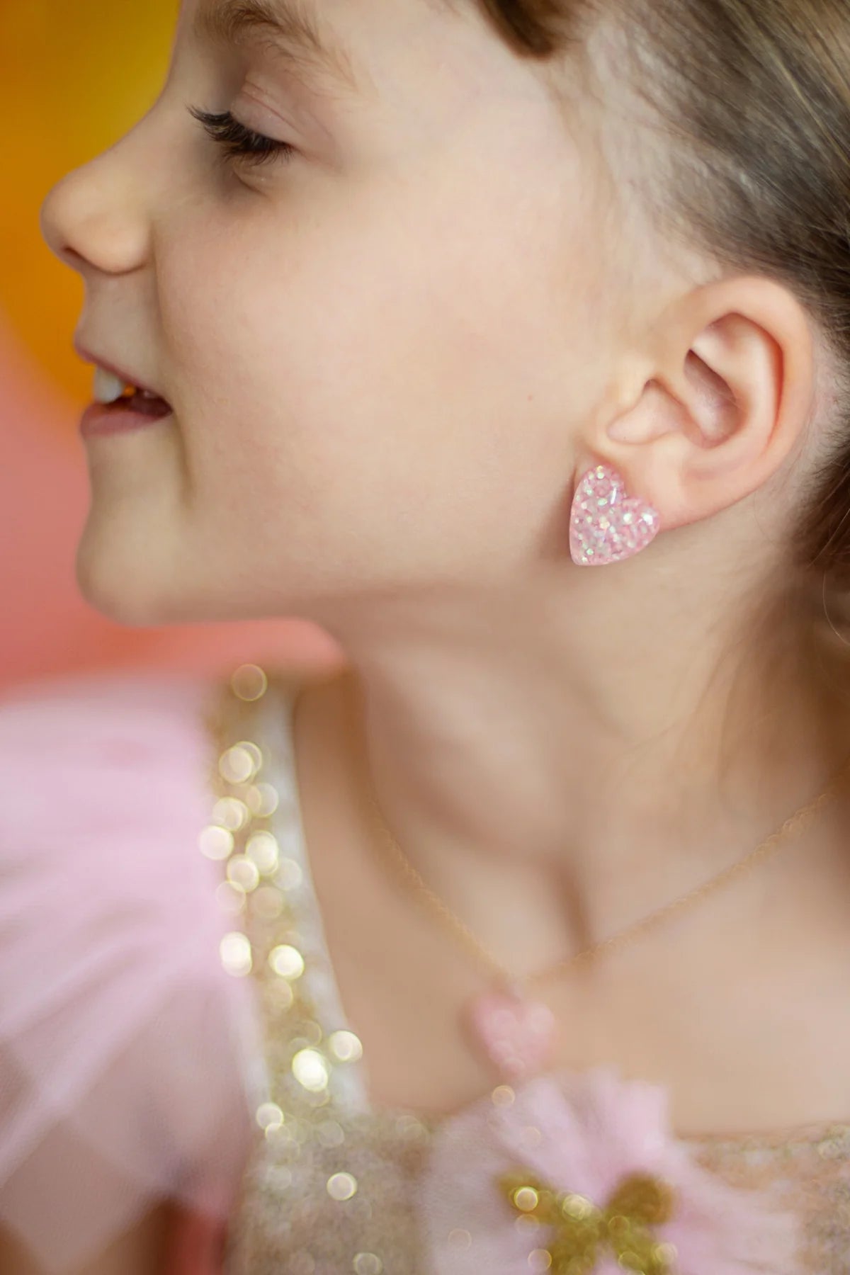Boutique Glitter Hearts Clip On Earrings