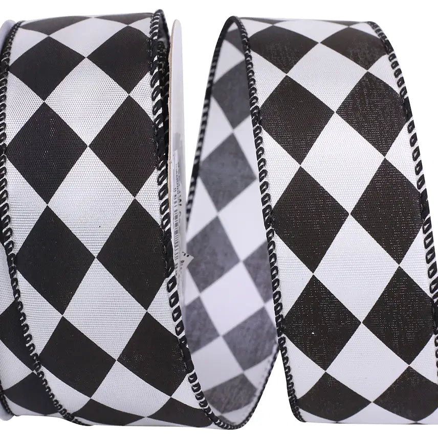 Diamond Dan Black & White Wired Ribbon