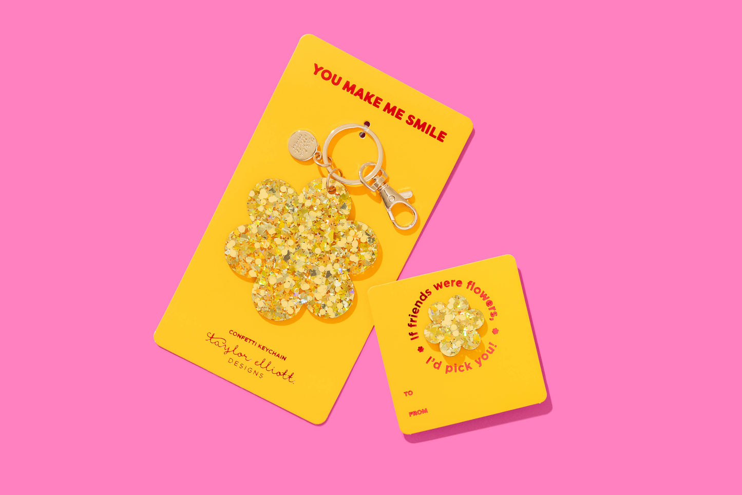 Flower Keychain | Gold Confetti