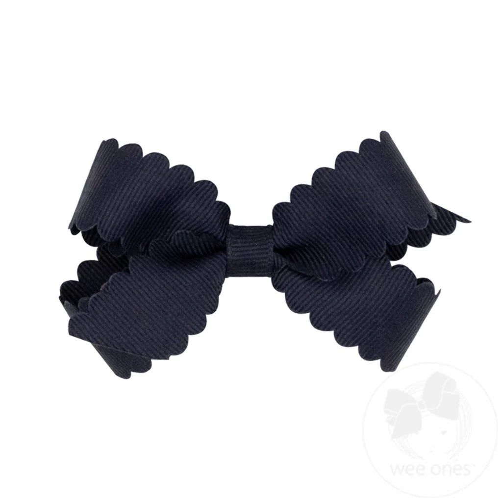 Mini Grosgrain Bow with Scalloped Edge