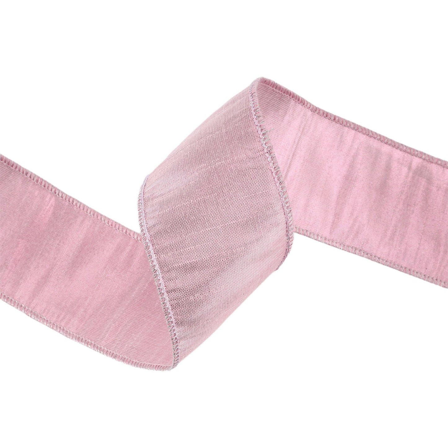 Wired Metallic Dupioni Ribbon | Pale Pink
