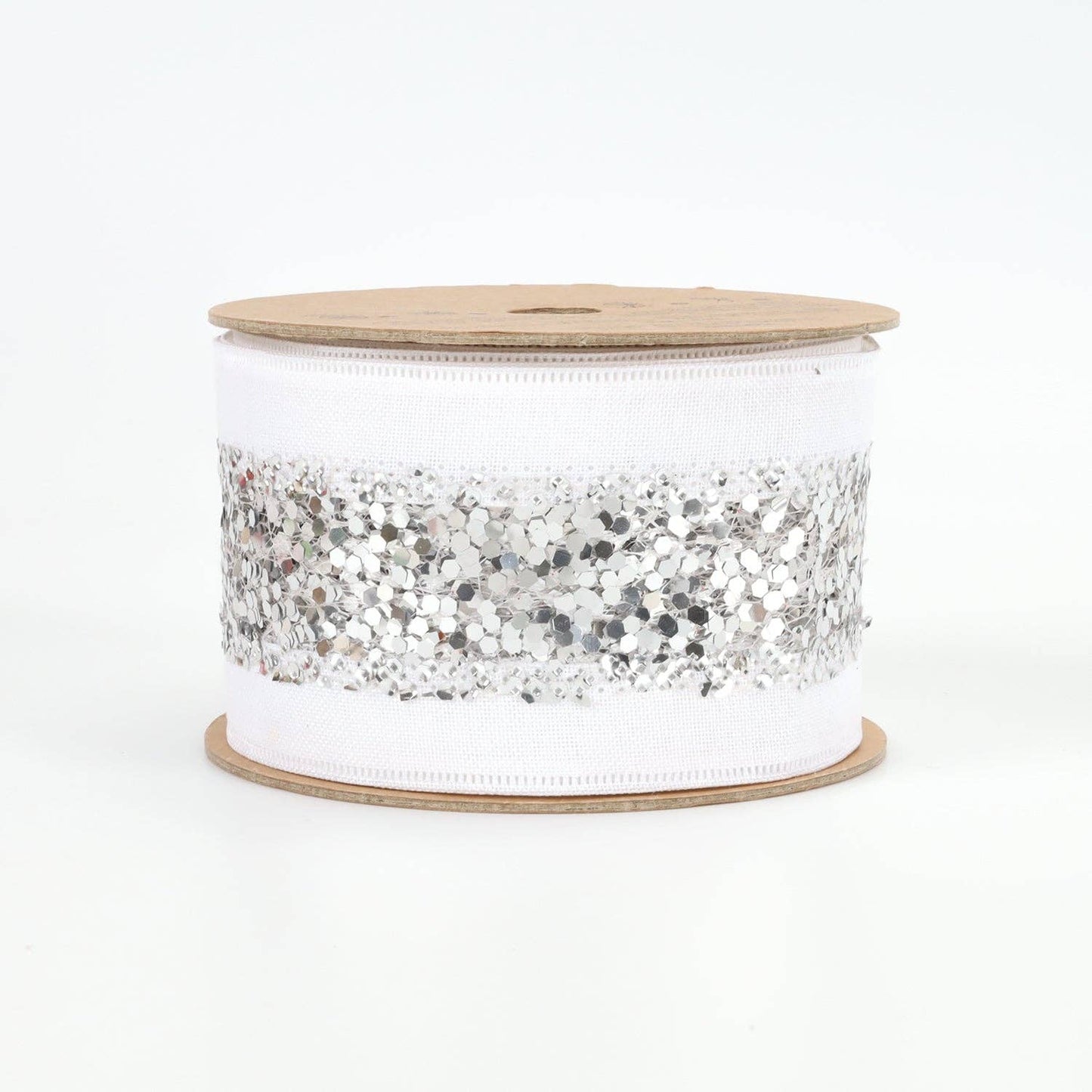 Wired Ribbon | Metallic Striped White/Silver