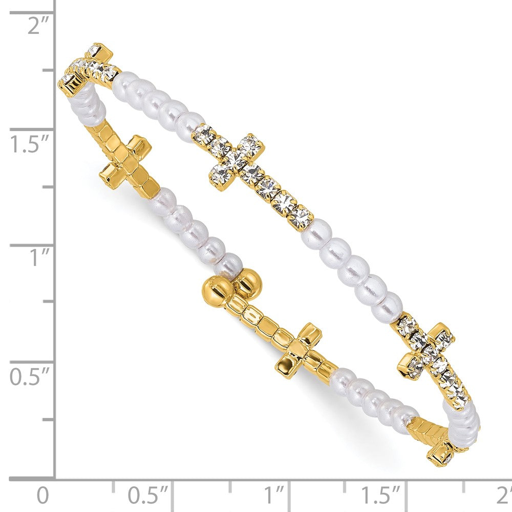 Pearl + Crystal Cross Bangle