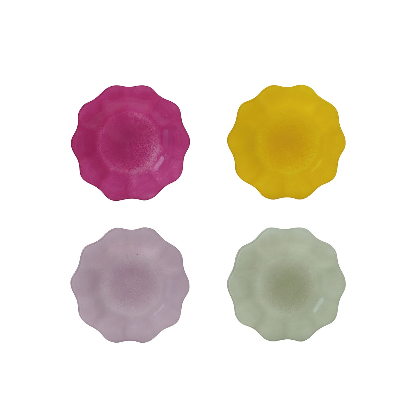 Glass Scalloped Plates | Set of 4