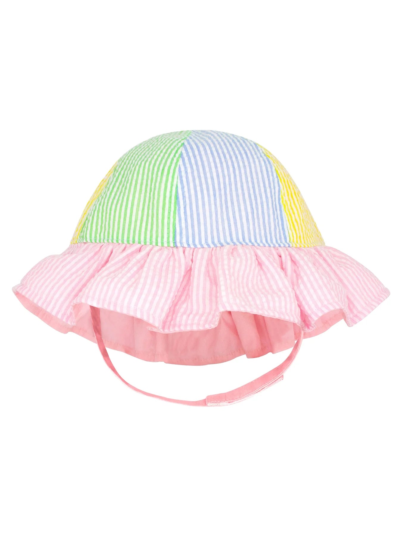 Color Block Seersucker Ruffle Brim Hat