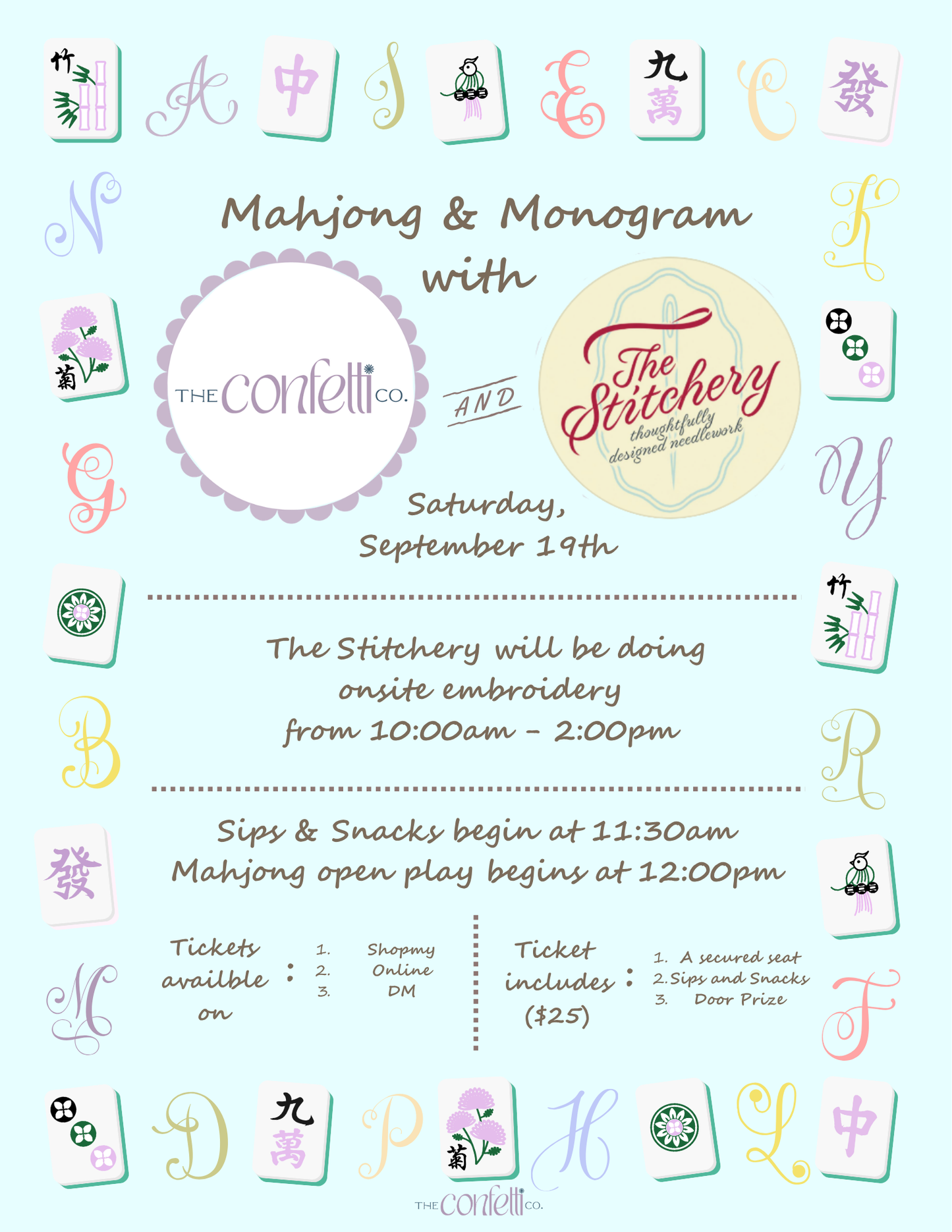 Mahjong and Monograms Event