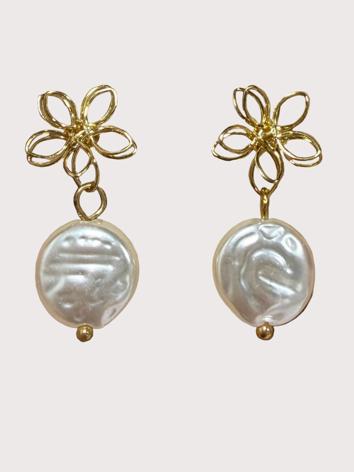 Flower + Drop Pearl Earrings
