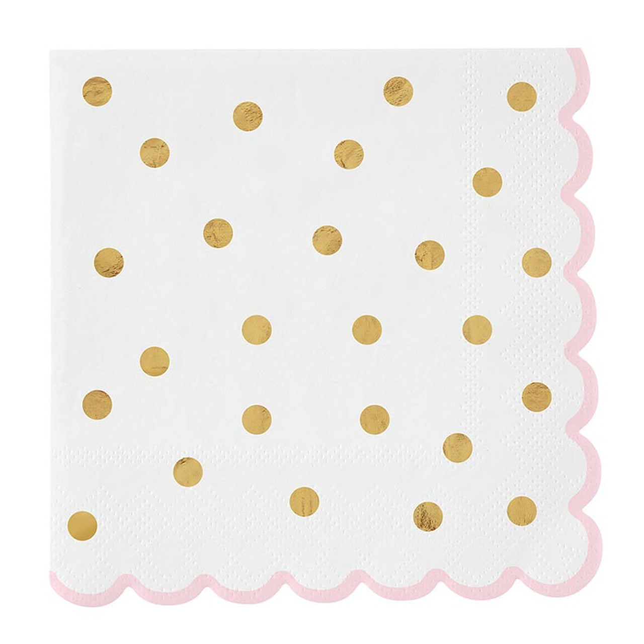 Foil Paper Napkin with Scallop | Gold Dot