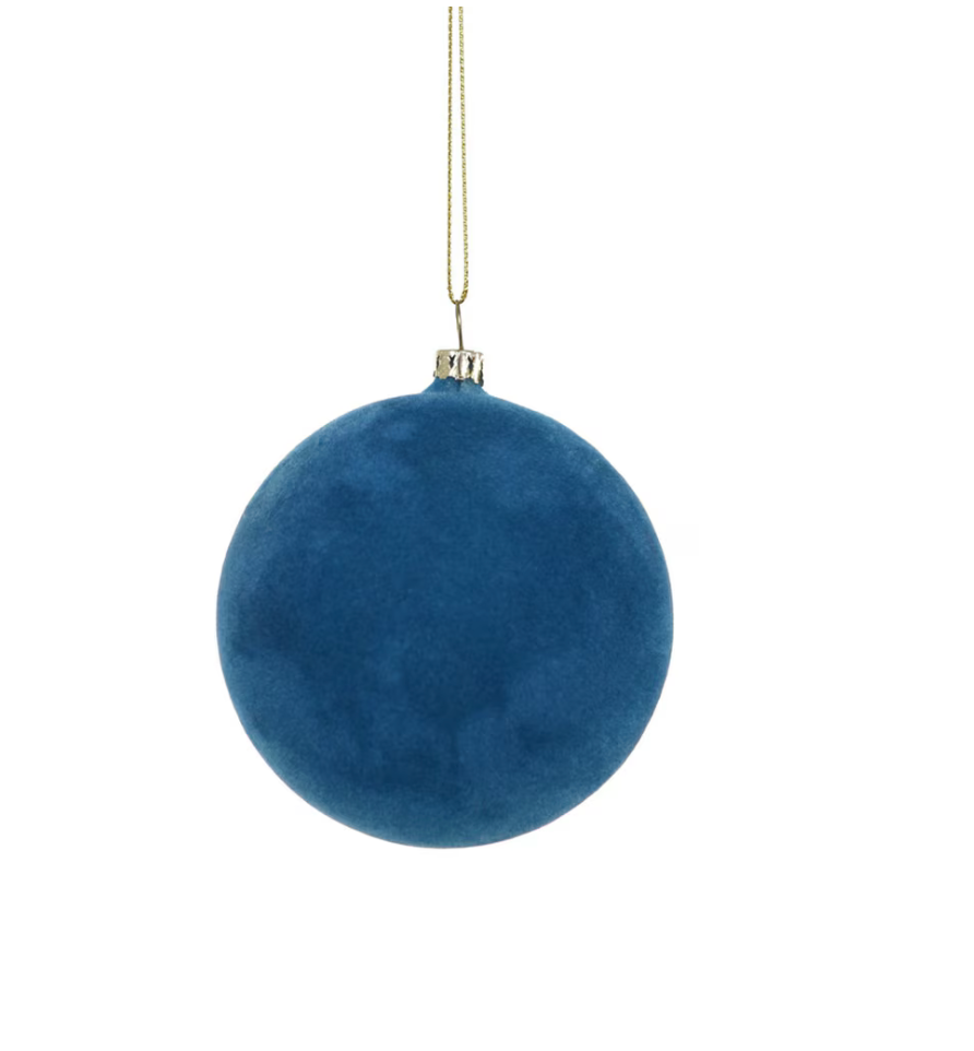 Crushed Velvet Ball Ornament | Cerulean | Medium