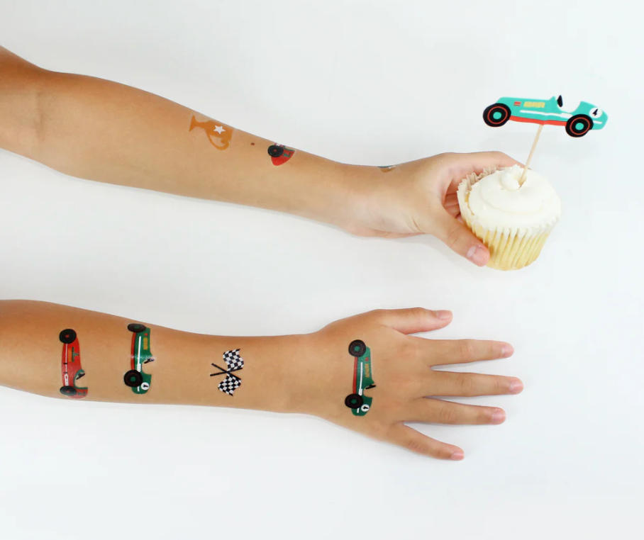 Vintage Race Car Temporary Tattoos