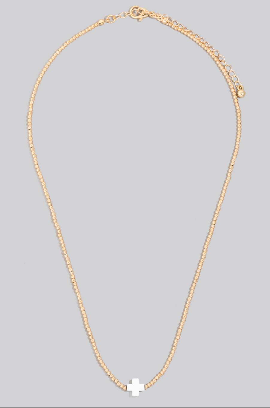 Mini Beaded Cross Charm Necklace