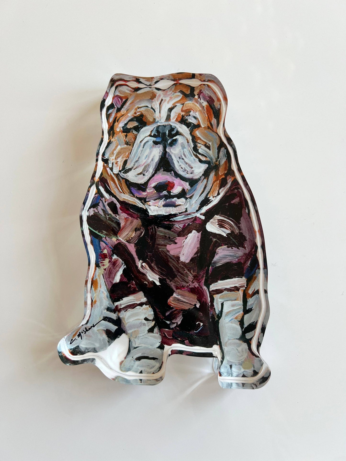 Bulldog Maroon Shirt Acrylic Shelfie