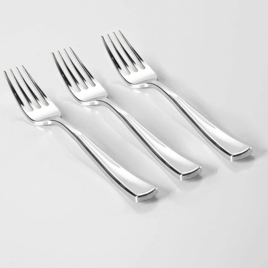 Classic Design Silver Plastic Forks