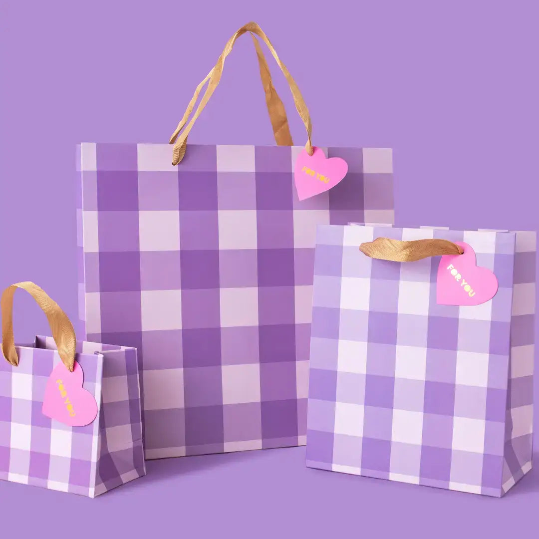 Purple Gingham Gift Bag | Medium