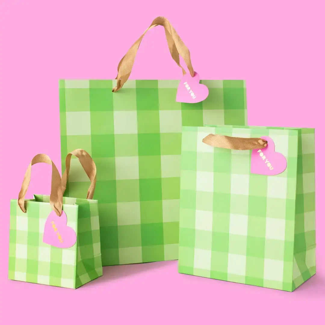 Green Gingham Gift Bag | Medium