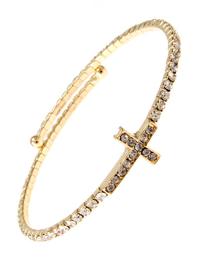 Cross Memory Wire Bracelet