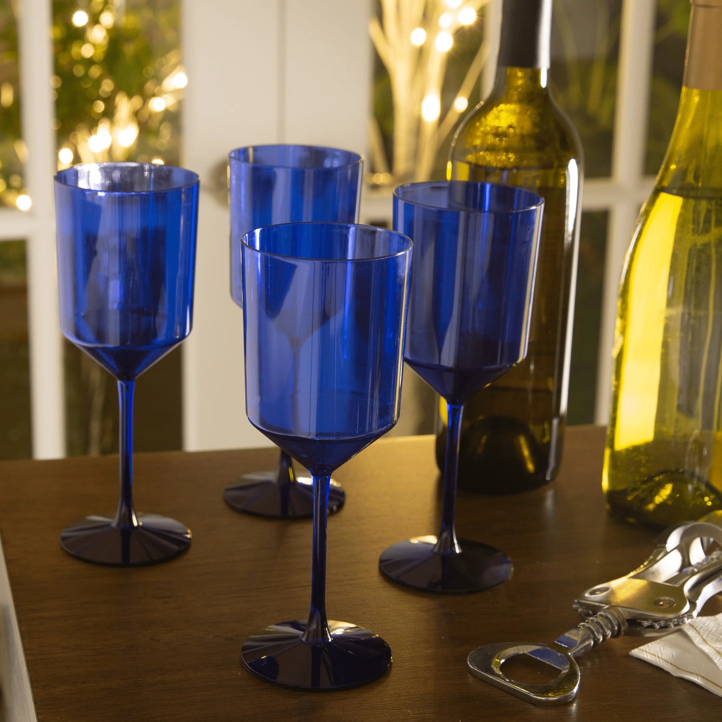 Upscale Blue Plastic Wine Glasses