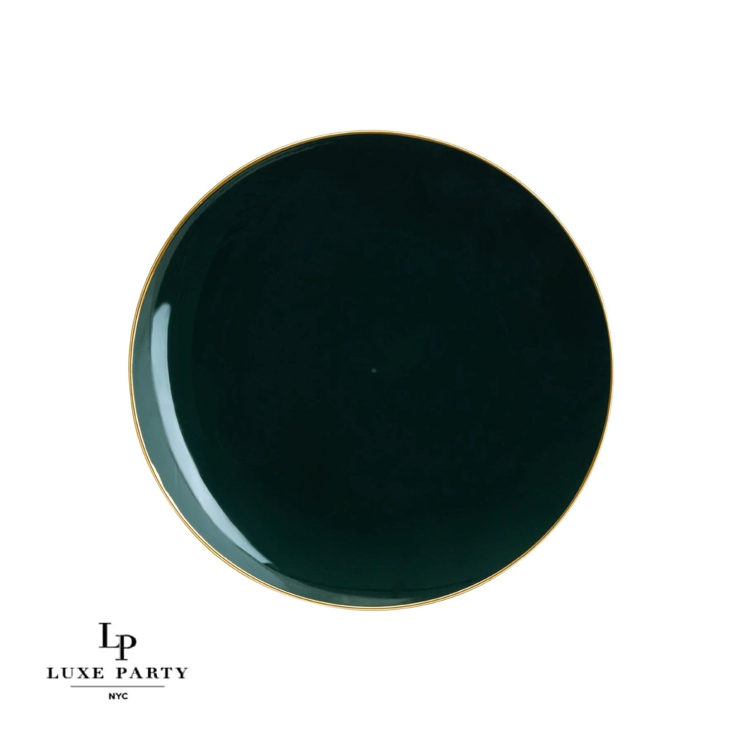 Round Emerald Green & Gold Dinner Plates
