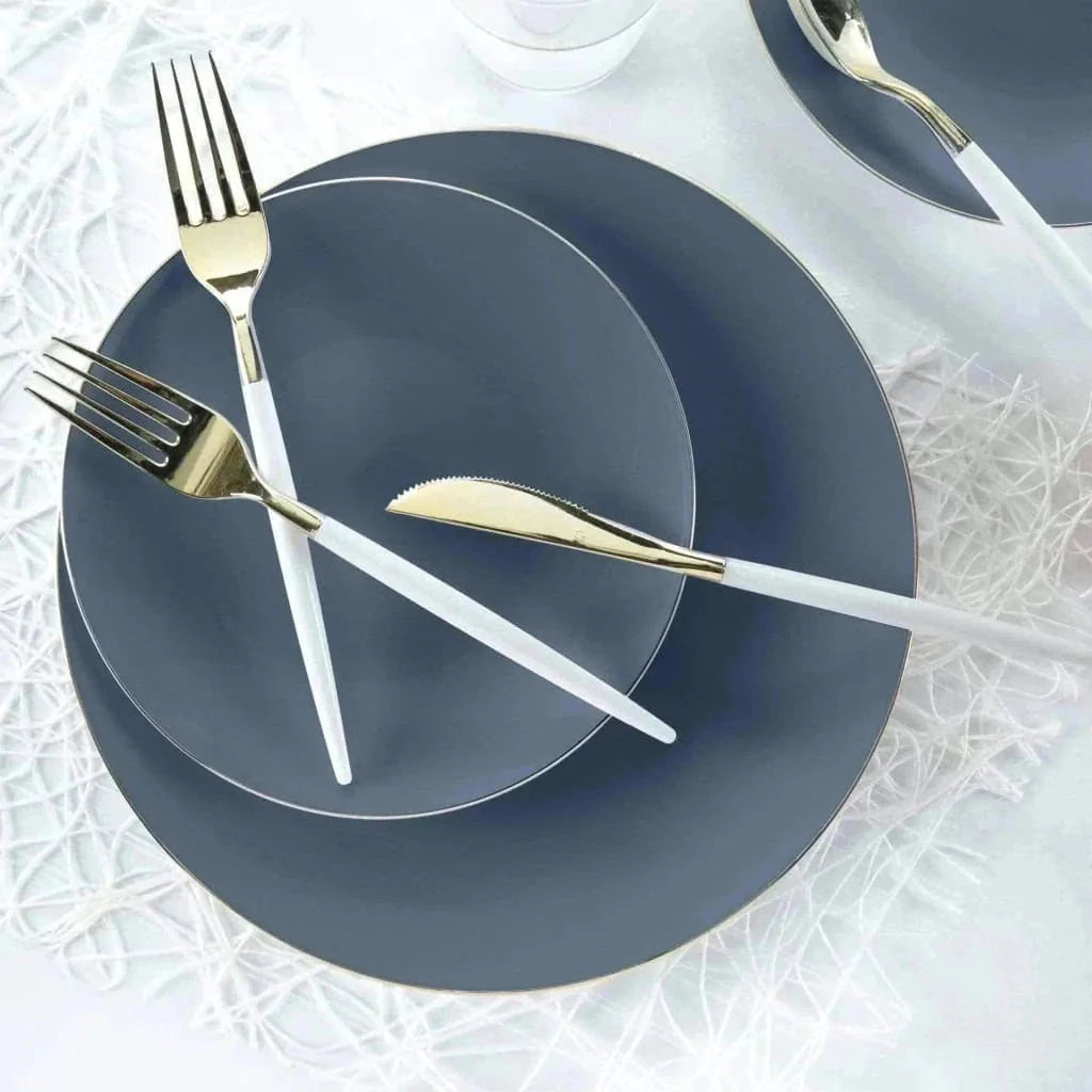 Round Slate & Gold Dinner Plates