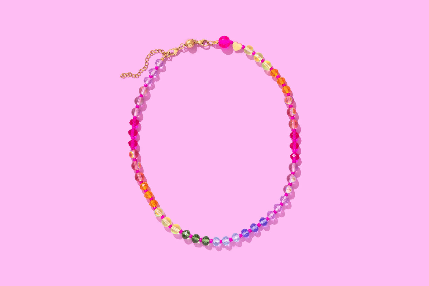 Natalie Beaded Necklace | Multi + Pink