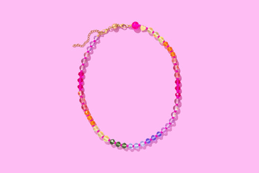 Natalie Beaded Necklace | Multi + Pink