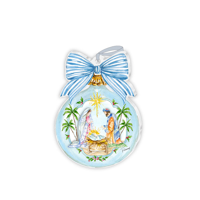 Acrylic Ornament | Holy Family Blue Bow