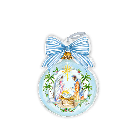 Acrylic Ornament | Holy Family Blue Bow