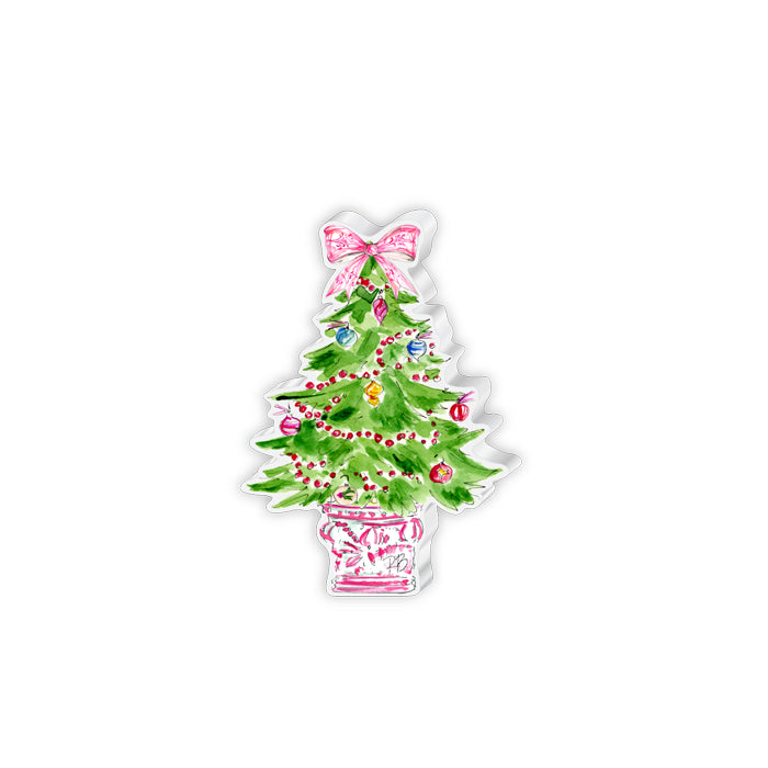 Small Acrylic Art | Christmas Tree Pink Chinoiserie