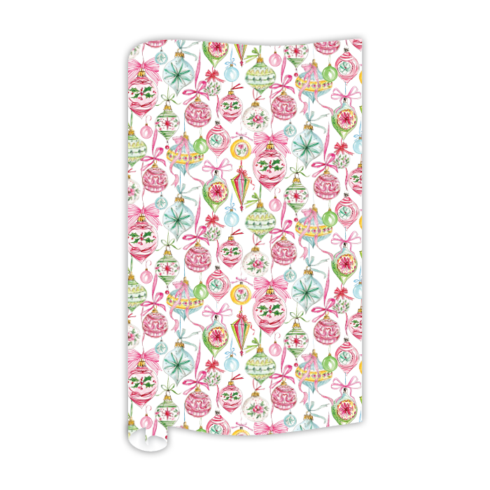Wrapping Paper | Pink Green Vintage Ornaments