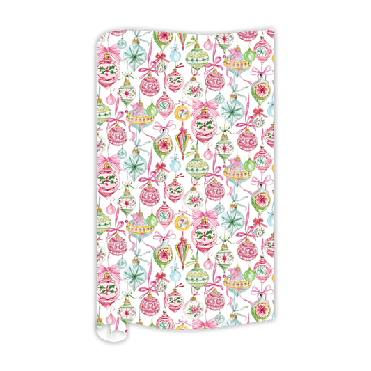 Wrapping Paper | Pink Green Vintage Ornaments