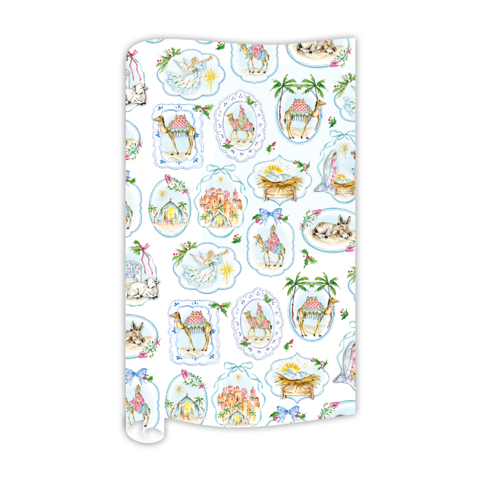 Wrapping Paper | Blue Frame Holy Family Nativity