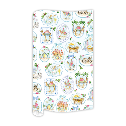 Wrapping Paper | Blue Frame Holy Family Nativity