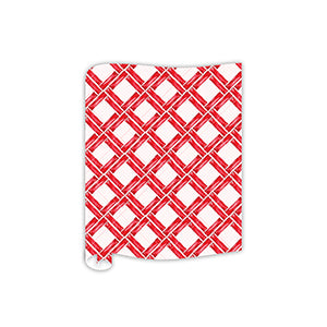 Red Interlocking Bamboo Table Runner