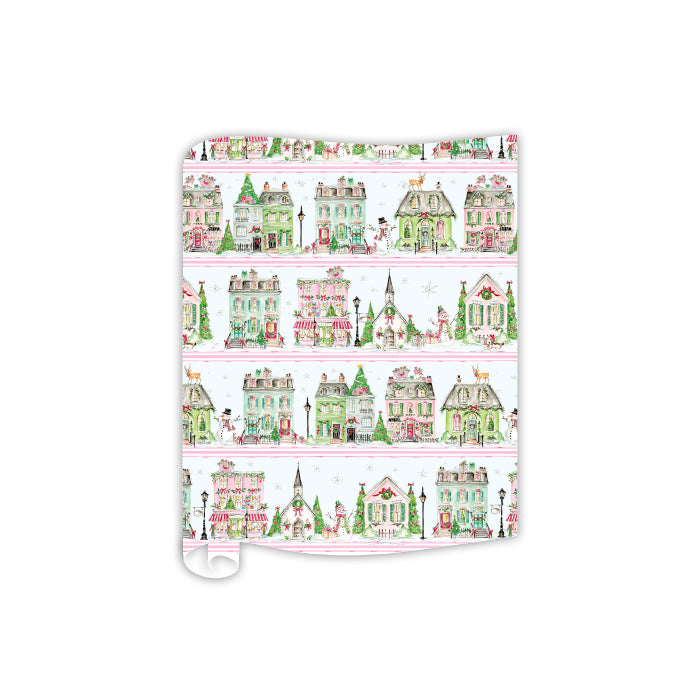 Table Runner | Pink Stripe Snow Village