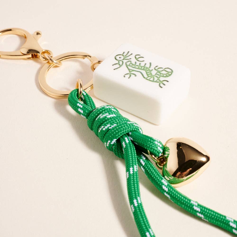 Mahjong Tile Puffy Heart Cord Bag Charm