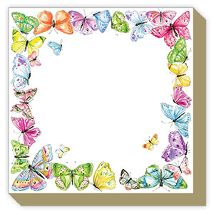 Handpainted Colorful Butterfly Border Luxe Notepad