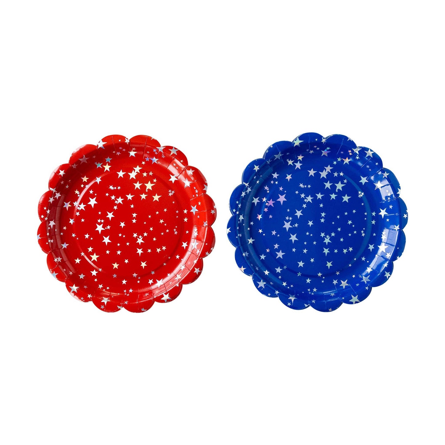 Red & Blue Sparklers Scallop Plate Set
