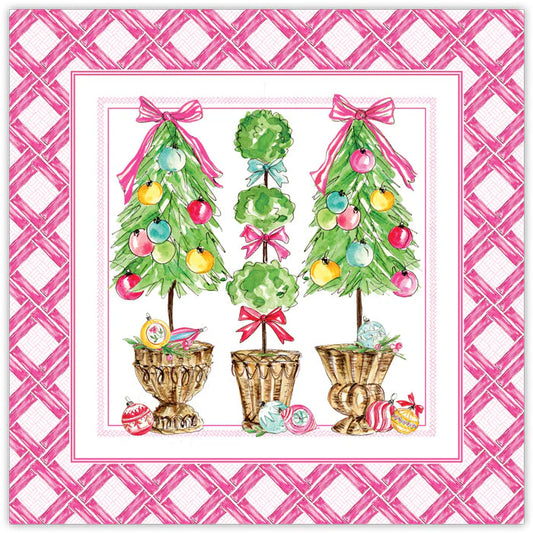 Vintage Pink Topiaries Square Placemats