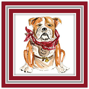 Handpainted Maroon & Gray Bulldog Square Placemat