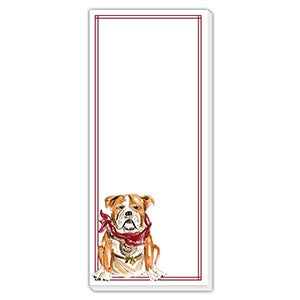 Handpainted Maroon & Gray Bulldog Skinny Notepad